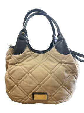 Roberta di Camerino Quilted Beige Hobo Style Shoulder Bag with Dark Brown Trim